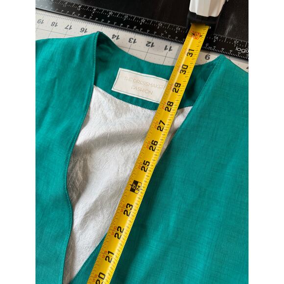 90s Minimalist Power: Vintage Teal Longline Vest by The Dressmaker Fashion - Picture 8 of 9